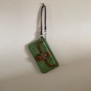 Green Coach wristlet